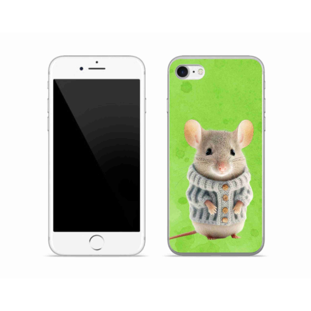 Gelový kryt mmCase na iPhone SE (2022) - myška ve svetru