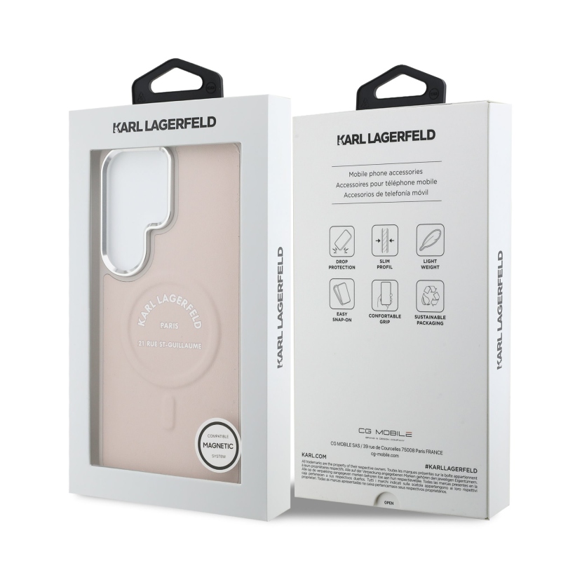 Karl Lagerfeld PU RSG Logo Magnetic Zadní Kryt pro Samsung Galaxy S26 Ultra Pink