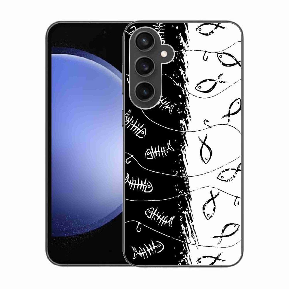 Gelový kryt mmCase na Samsung Galaxy S23 FE - kostry a rybky