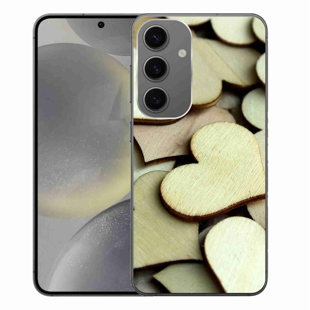 Gelový kryt mmCase na Samsung Galaxy S24+ - dřevěná srdíčka