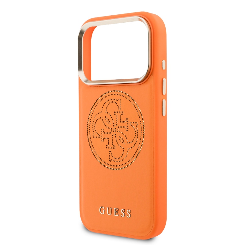 Guess PU Perforated 4G Zadní Kryt pro iPhone 17 Pro Orange