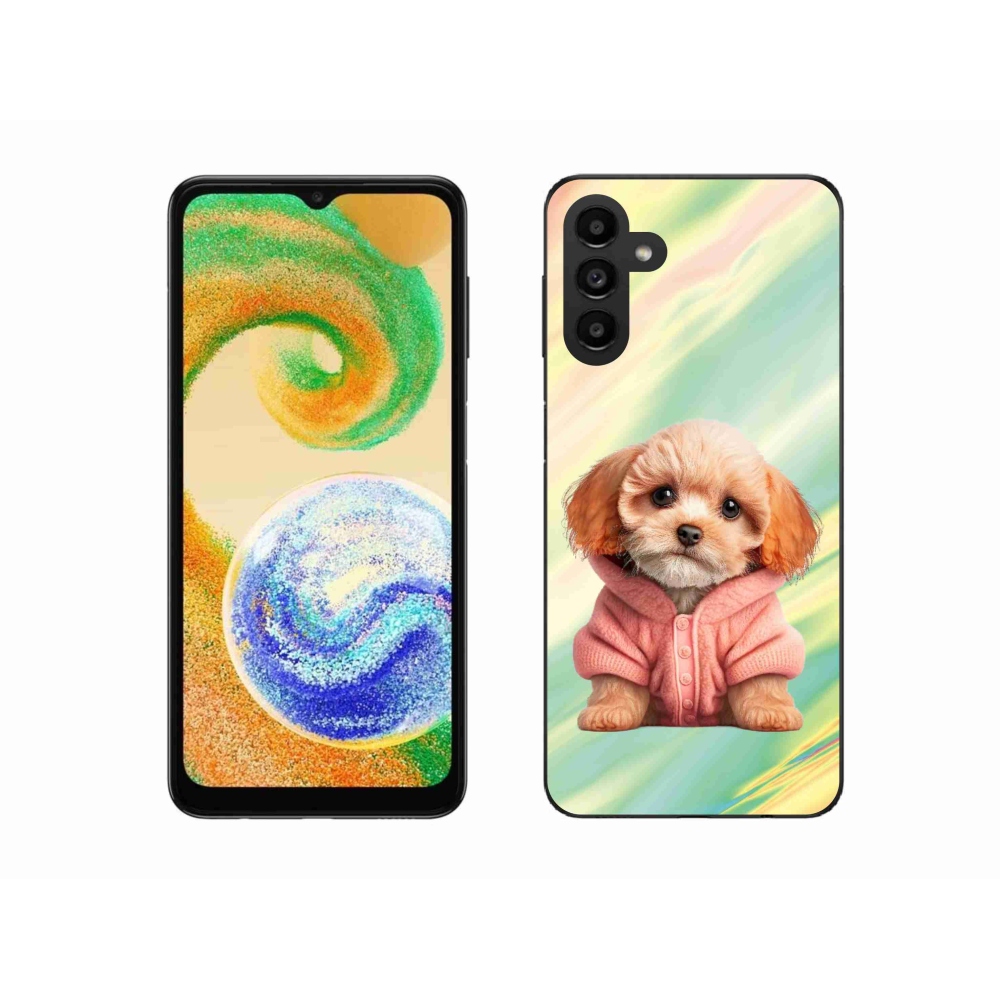 Gelový kryt mmCase na Samsung Galaxy A04s (164.7x76.7x9.1mm) - štěně ve svetru