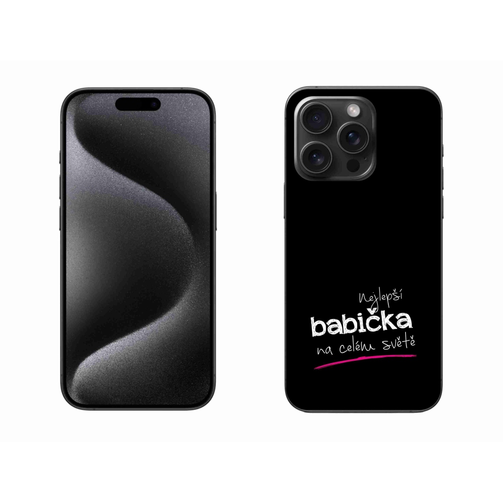 Gelový kryt mmCase na iPhone 15 Pro Max - nejlepší babička 4 černé pozadí