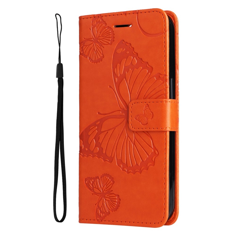 Big Butterfly knížkové pouzdro na Samsung Galaxy A06 4G - oranžové