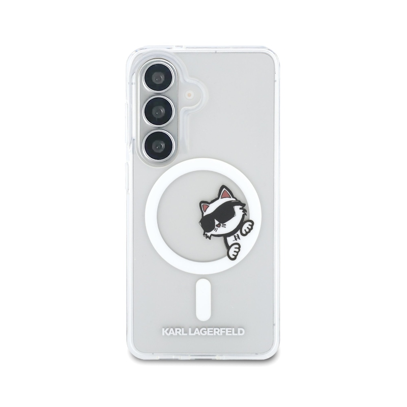 Karl Lagerfeld IML Choupette Peekaboo Logo Magnetic Zadní Kryt pro Samsung Galaxy S26 Transparent
