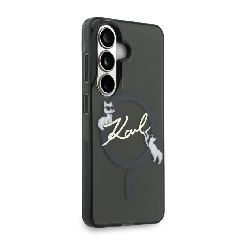 Karl Lagerfeld IML Choupette Karl Script Logo Magnetic Zadní Kryt pro Samsung Galaxy S26 Black
