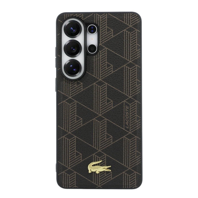 Lacoste PVC Blend Monogram Gold Logo Magnetic Zadní Kryt pro Samsung Galaxy S26 Ultra Brown