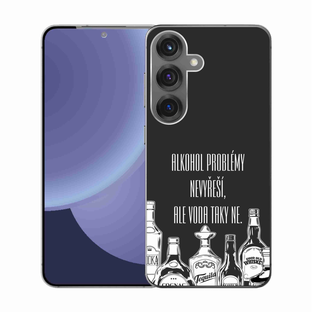 Gelový kryt mmCase na Samsung Galaxy S25 - vtipný text černé pozadí