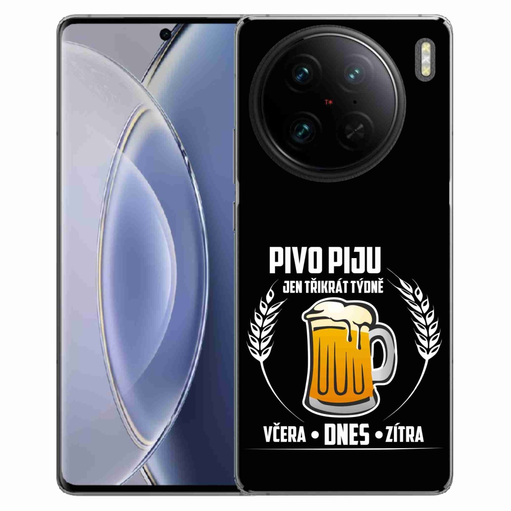 Gelový kryt mmCase na Vivo X90 Pro - pivní motiv černé pozadí