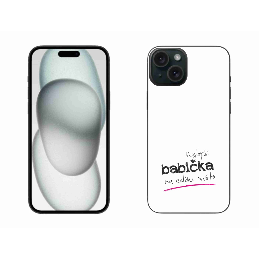 Gelový kryt mmCase na iPhone 15 Plus - nejlepší babička 4 bílé pozadí