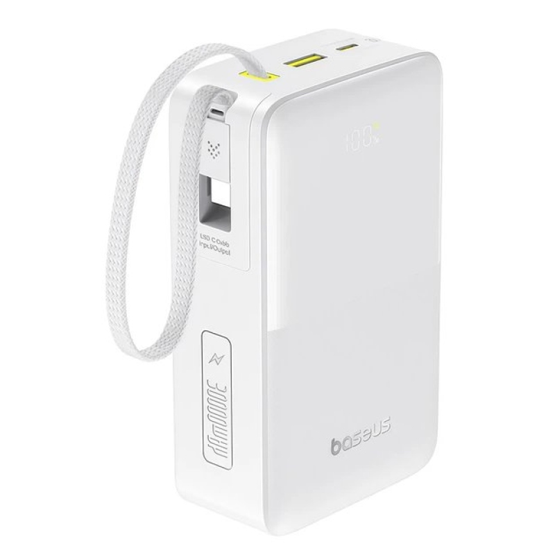 Baseus EnerFill FC51 Bipow 2 Pro 22.5W Powerbanka s Integrovaným Kabelem 30000mAh Moon White