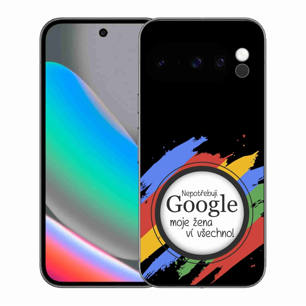 Gelový kryt mmCase na Google Pixel 10 Pro - žena ví všechno černé pozadí