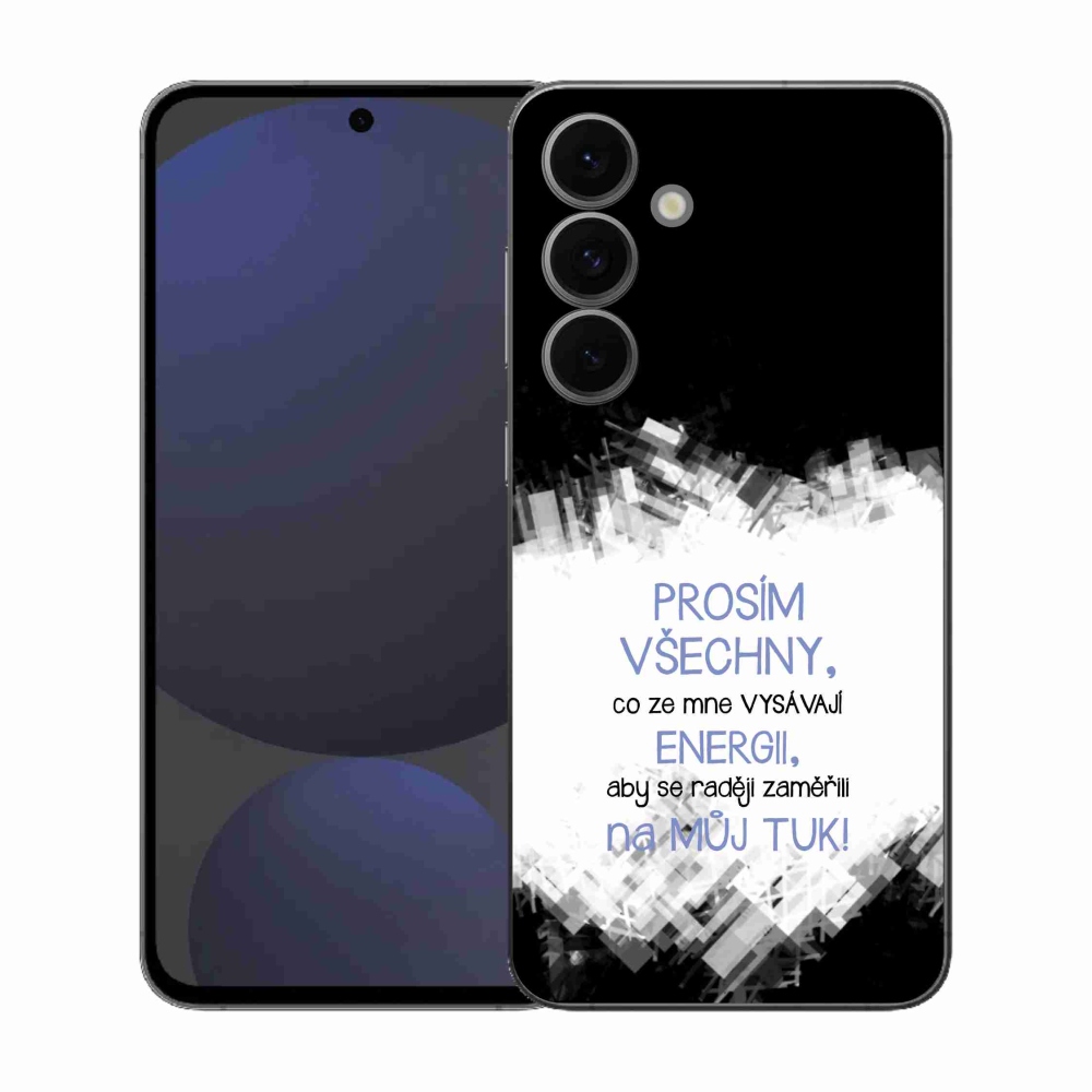 Gelový kryt mmCase na Samsung Galaxy S25 FE - vtipný text 1 modrý