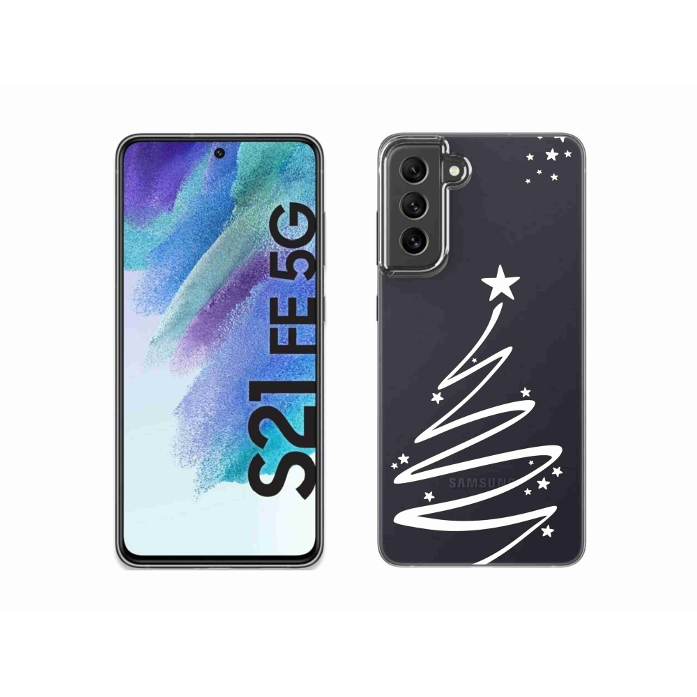 Gelový kryt mmCase na Samsung Galaxy S21 FE 5G - bílý stromeček na průhledném pozadí