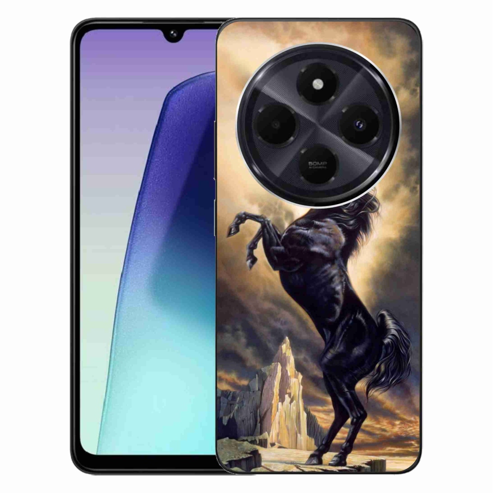 Gelový kryt mmCase na Xiaomi Redmi 14C/Poco C75 - černý kreslený kůň