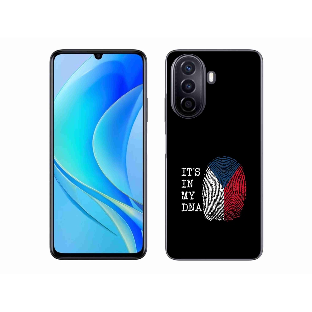 Gelový kryt mmCase na Huawei Nova Y70 - vlajka otisk prstu černé pozadí