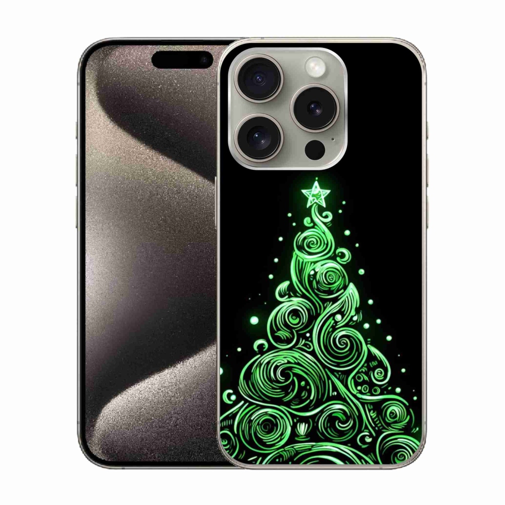 Gelový kryt mmCase na iPhone 15 Pro - neonový vánoční stromek 3