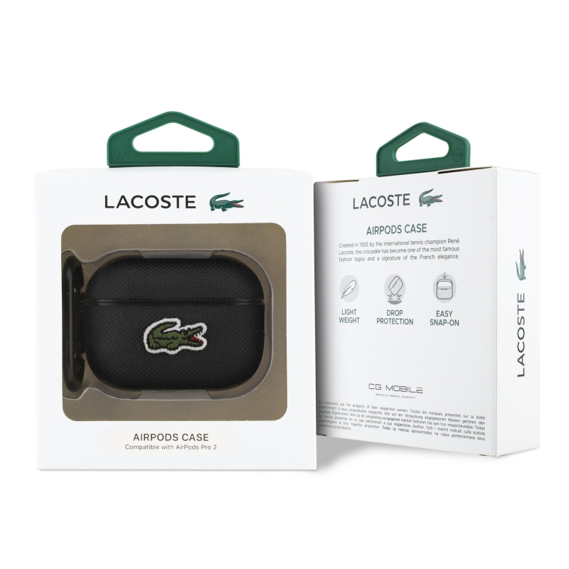 Lacoste Petit Pique Croc Logo Patch Pouzdro pro AirPods Pro 2 Black