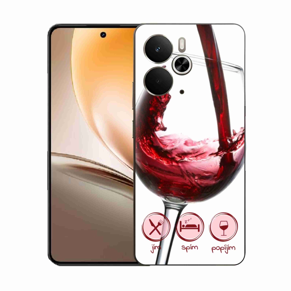 Gelový kryt mmCase na Realme 14 5G - sklenička vína červené