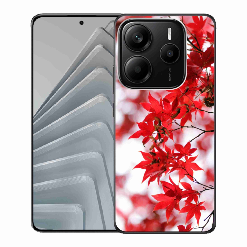 Gelový kryt mmCase na Xiaomi Redmi Note 14 5G - červené listy