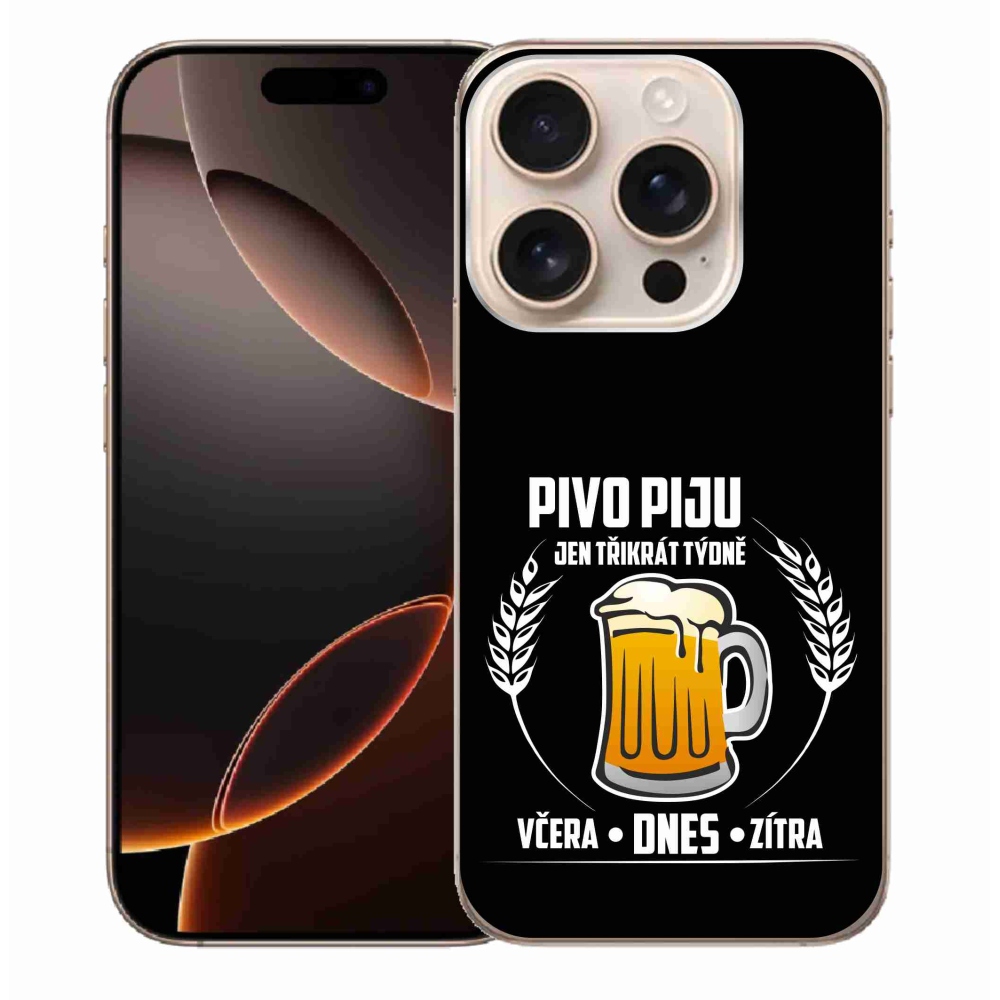 Gelový kryt mmCase na iPhone 16 Pro Max - pivní motiv černé pozadí