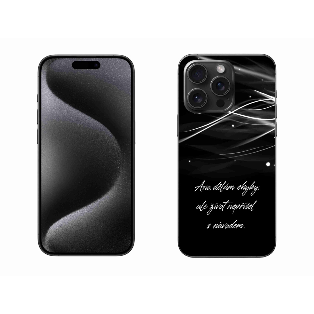 Gelový kryt mmCase na iPhone 15 Pro Max - citát černé pozadí