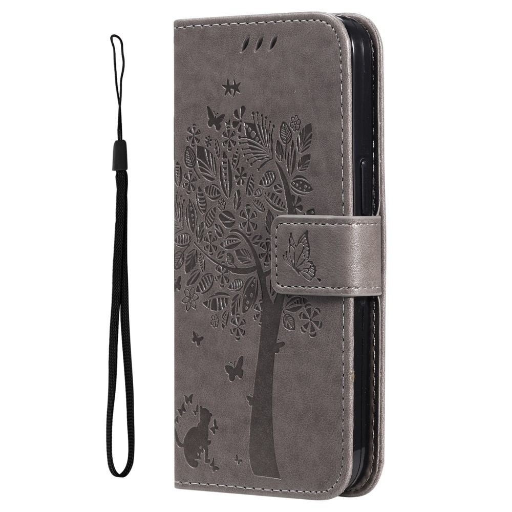 Trees knížkové pouzdro na iPhone 16e - šedé