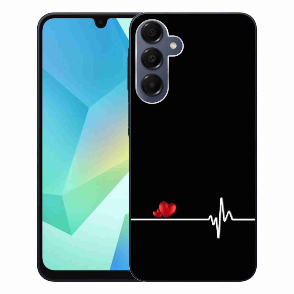 Gelový kryt mmCase na Samsung Galaxy A16 4G/5G - srdce a tep černé pozadí