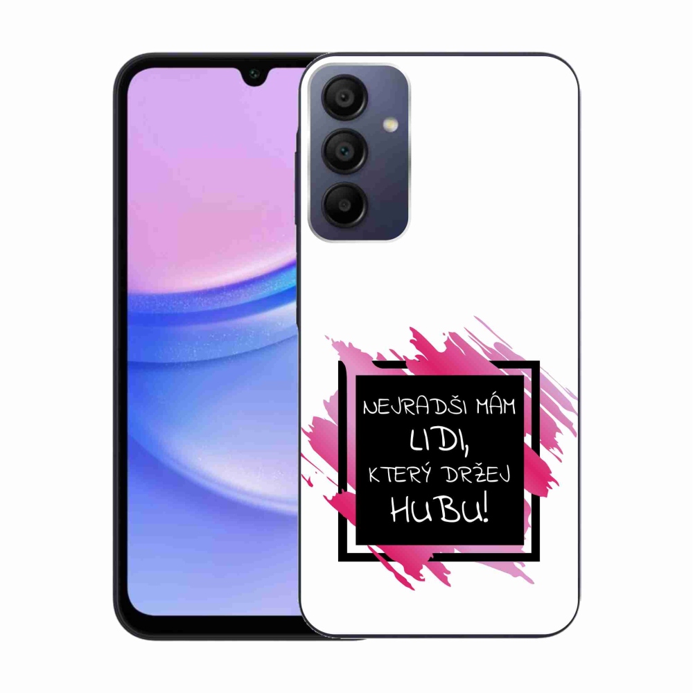 Gelový kryt mmCase na Samsung Galaxy A15 4G/5G - vtipný text 7 černobílé pozadí