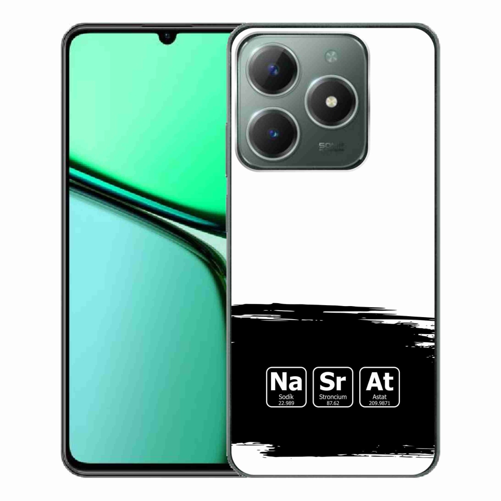 Gelový kryt mmCase na Realme C61 - chemické prvky černobílé pozadí
