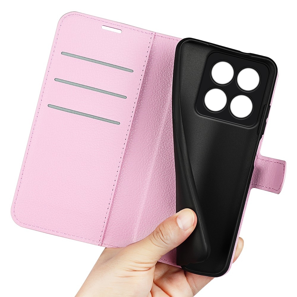 Litchi knížkové pouzdro na Xiaomi 14 Pro - růžové