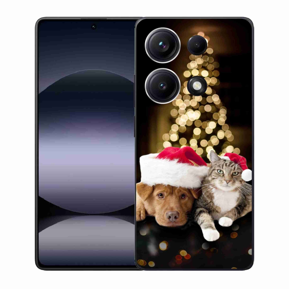 Gelový kryt mmCase na Xiaomi Redmi Note 14S - vánoční pes a kočka