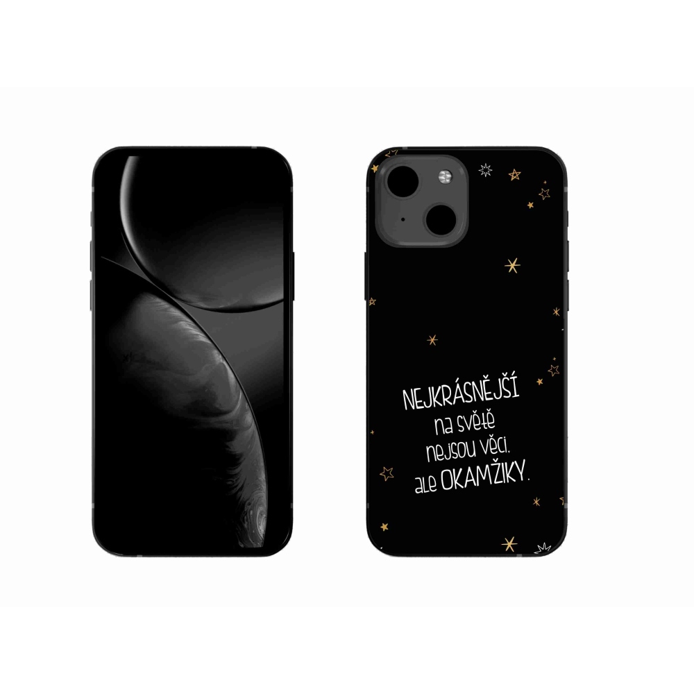 Gelový kryt mmCase na iPhone 13 6.1 - citát 4 černé pozadí