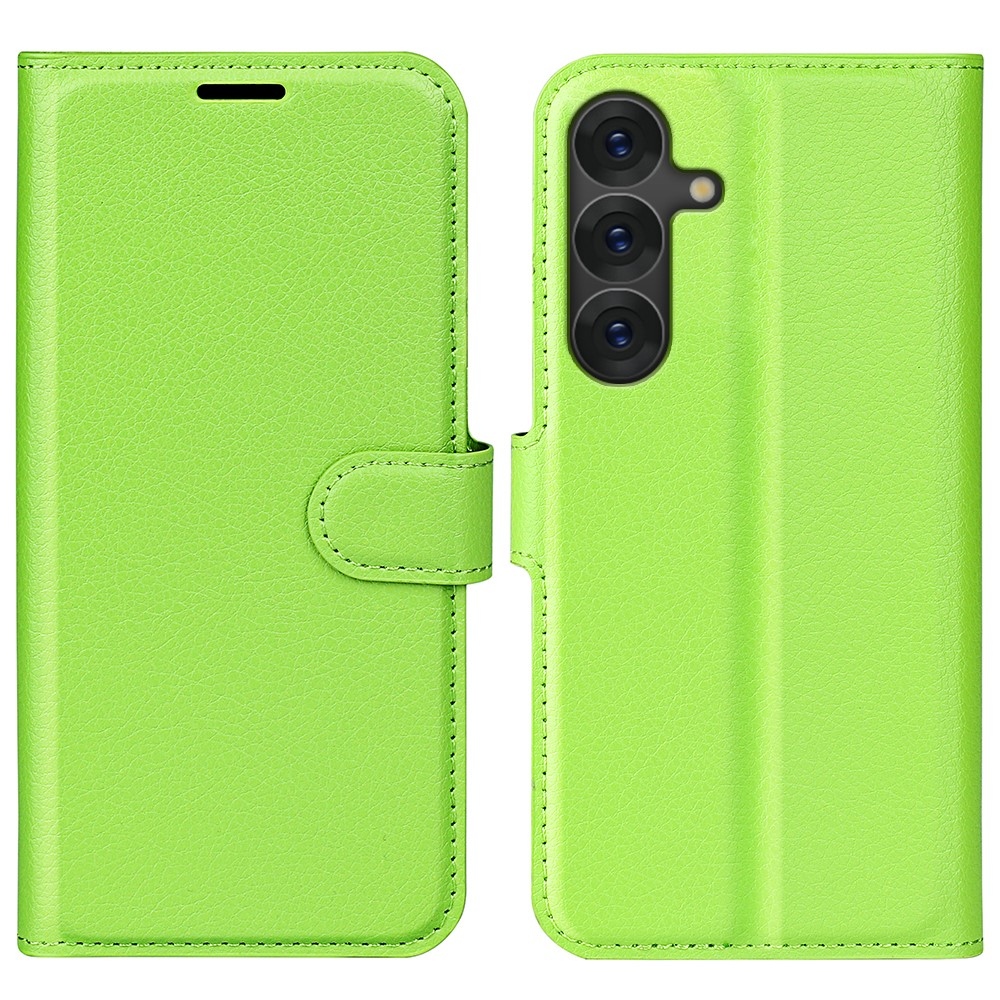 Litchi knížkové pouzdro na Samsung Galaxy S25 - zelené