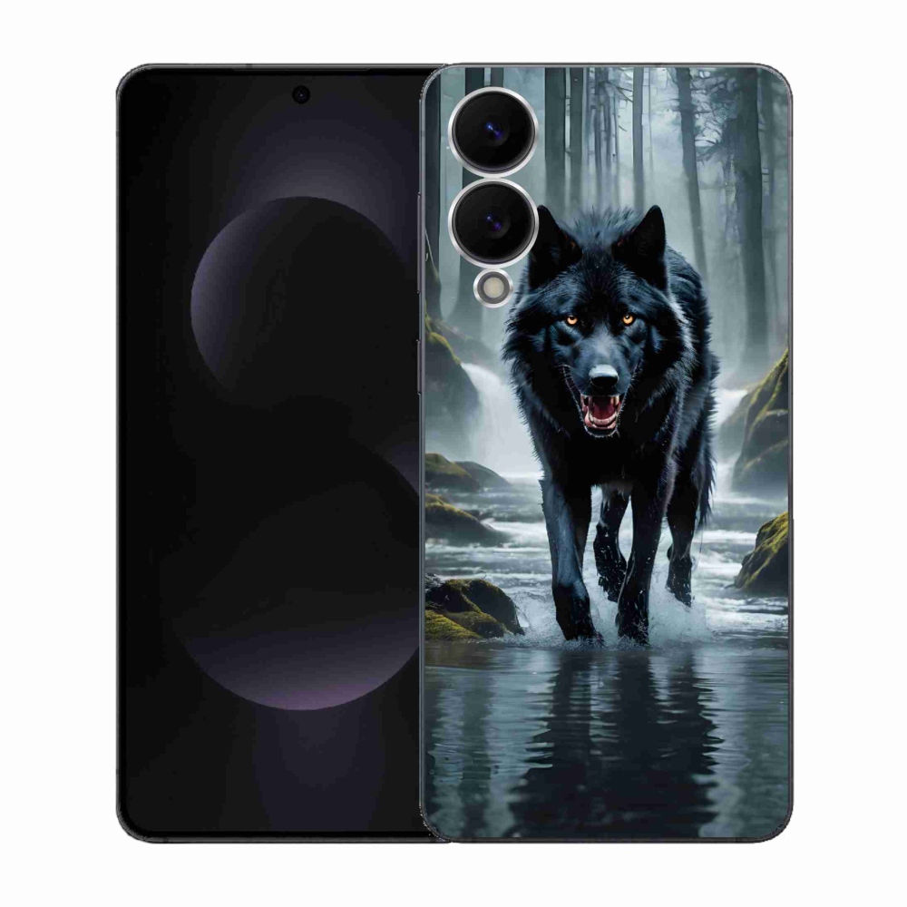 Gelový kryt mmCase na Samsung Galaxy S25 Edge - černý vlk