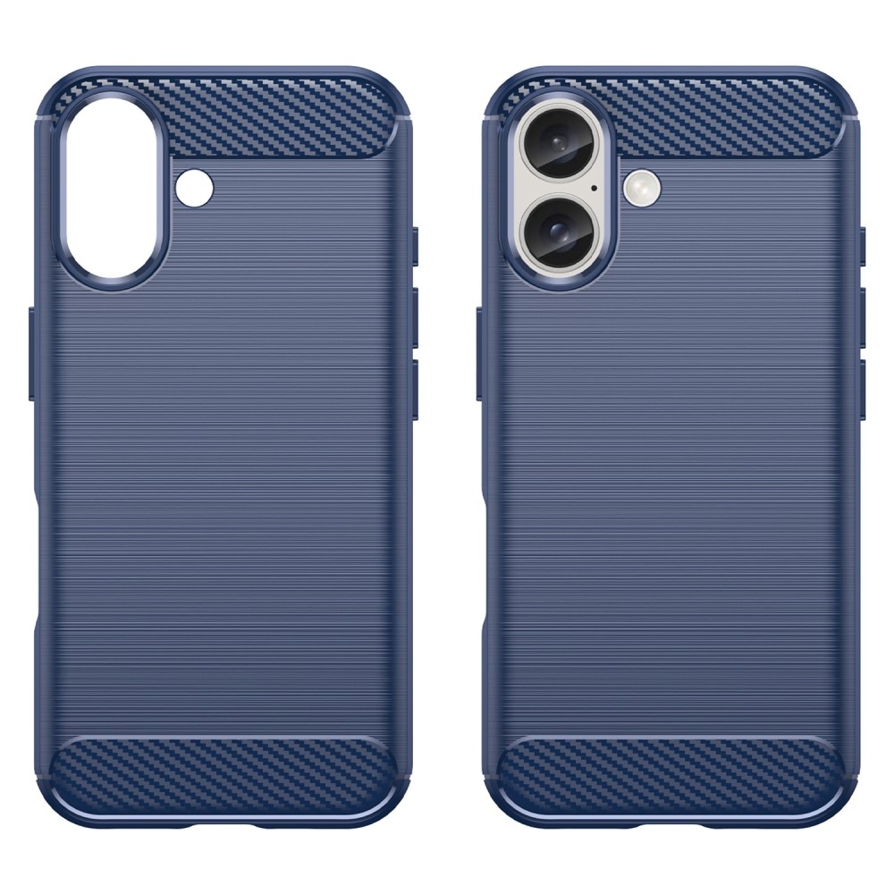 Carbon odolný gelový obal na iPhone 16 - modrý