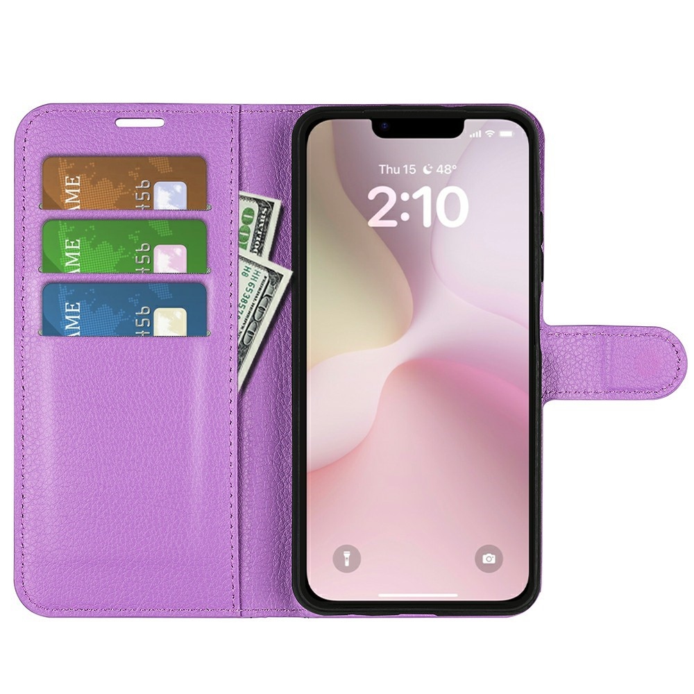 Litchi knížkové pouzdro na iPhone 16e - fialové