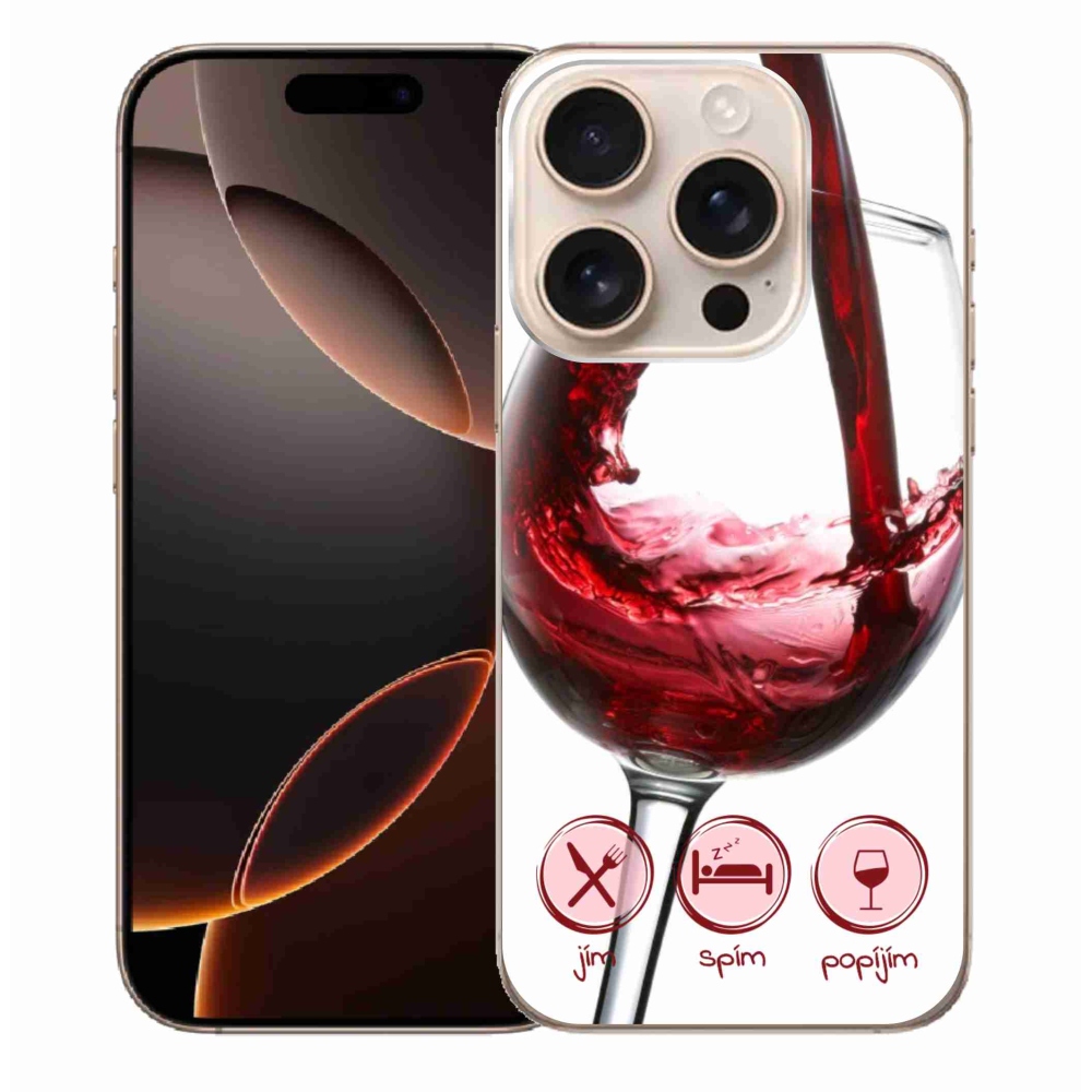Gelový obal mmCase na iPhone 16 Pro Max - sklenička vína červené
