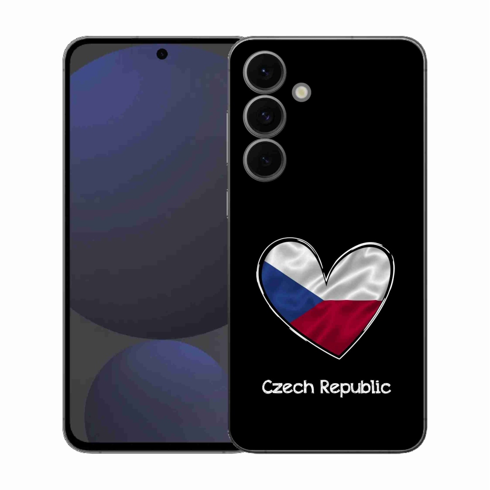 Gelový kryt mmCase na Samsung Galaxy S25 FE - vlajka srdce černé pozadí