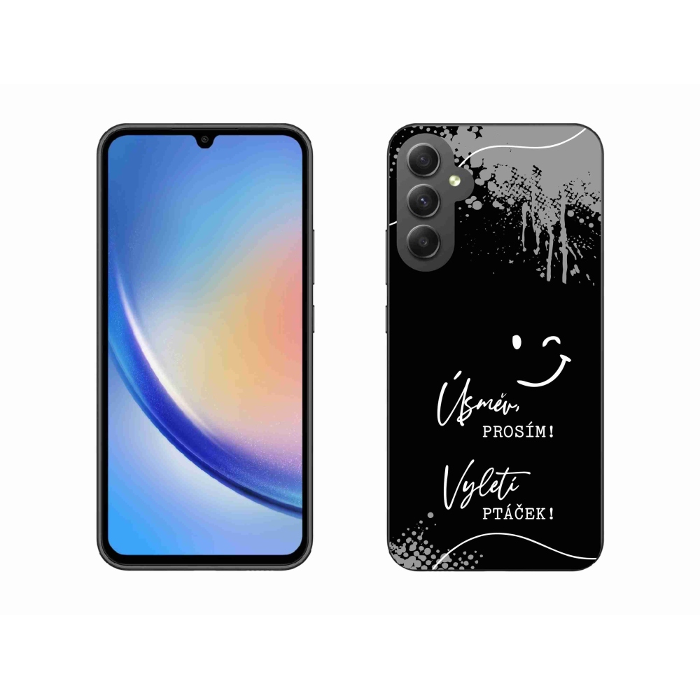 Gelový kryt mmCase na Samsung Galaxy A34 5G - vtipný text 4 černé pozadí
