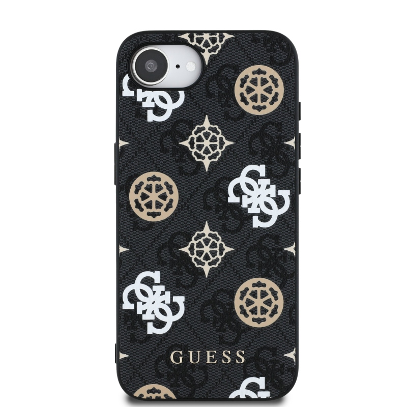 Guess PU 4G Peony MagSafe Zadní Kryt pro iPhone 16e/17e Black