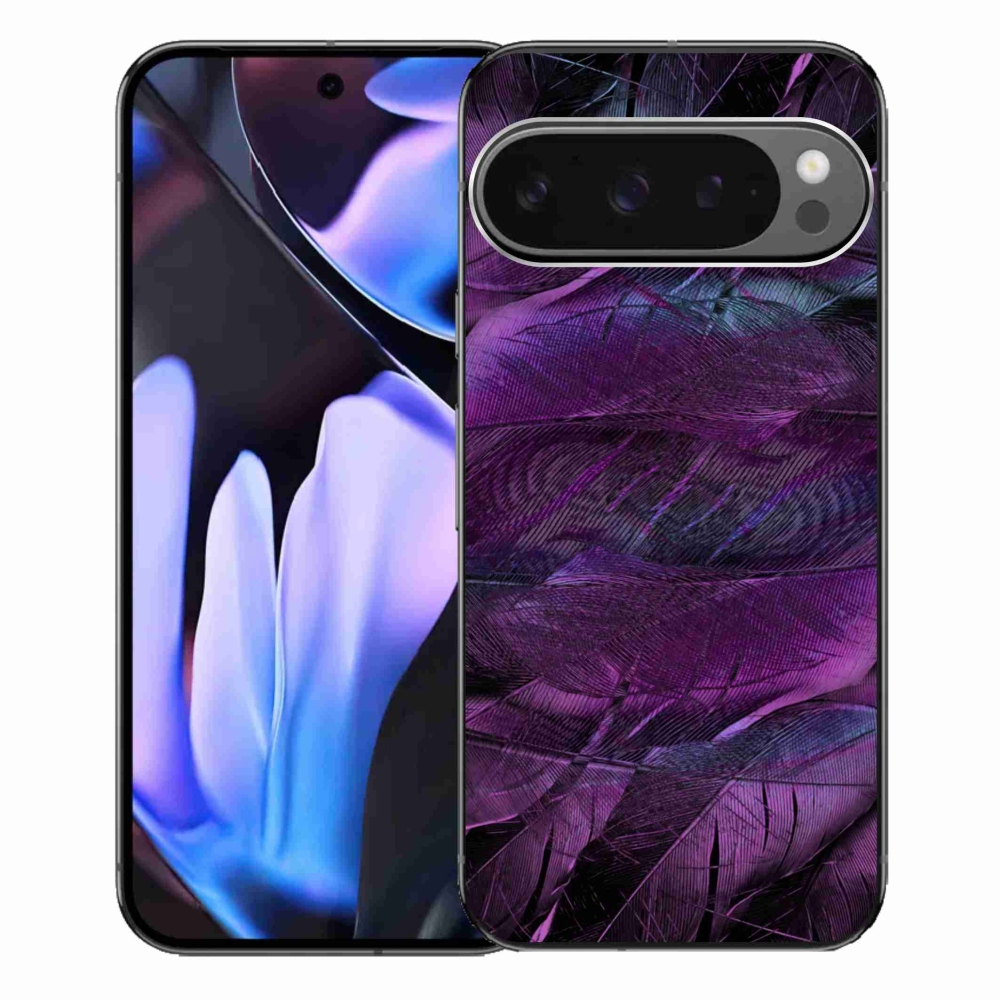 Gelový kryt mmCase na Google Pixel 9 Pro XL - fialová pírka
