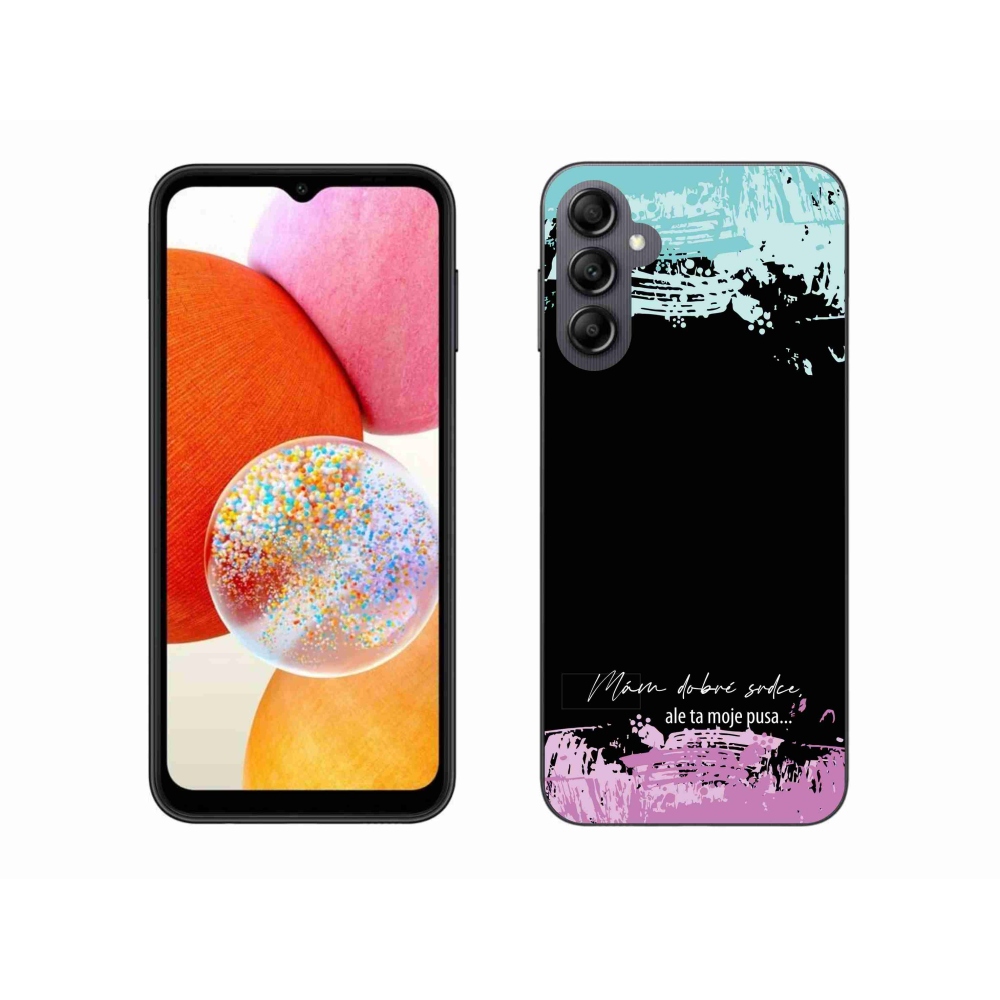 Gelový kryt mmCase na Samsung Galaxy A14 4G/5G - vtipný text 3 černé pozadí