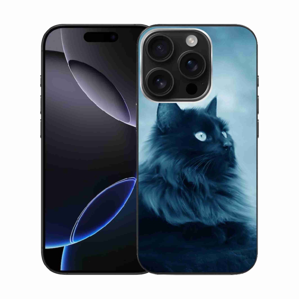 Gelový obal mmCase na iPhone 16 Pro - černá kočka 1