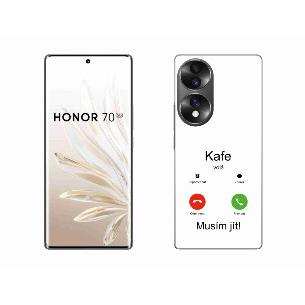 Gelový kryt mmCase na Honor 70 - kafe volá bílé pozadí