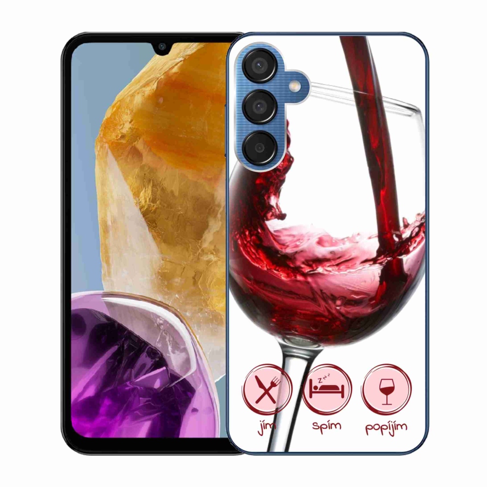 Gelový obal mmCase na Samsung Galaxy M15 5G - sklenička vína červené