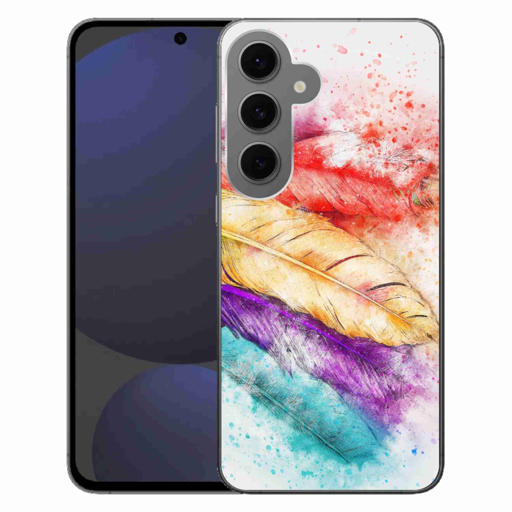 Gelový kryt mmCase na Samsung Galaxy S24 FE - barevné peří