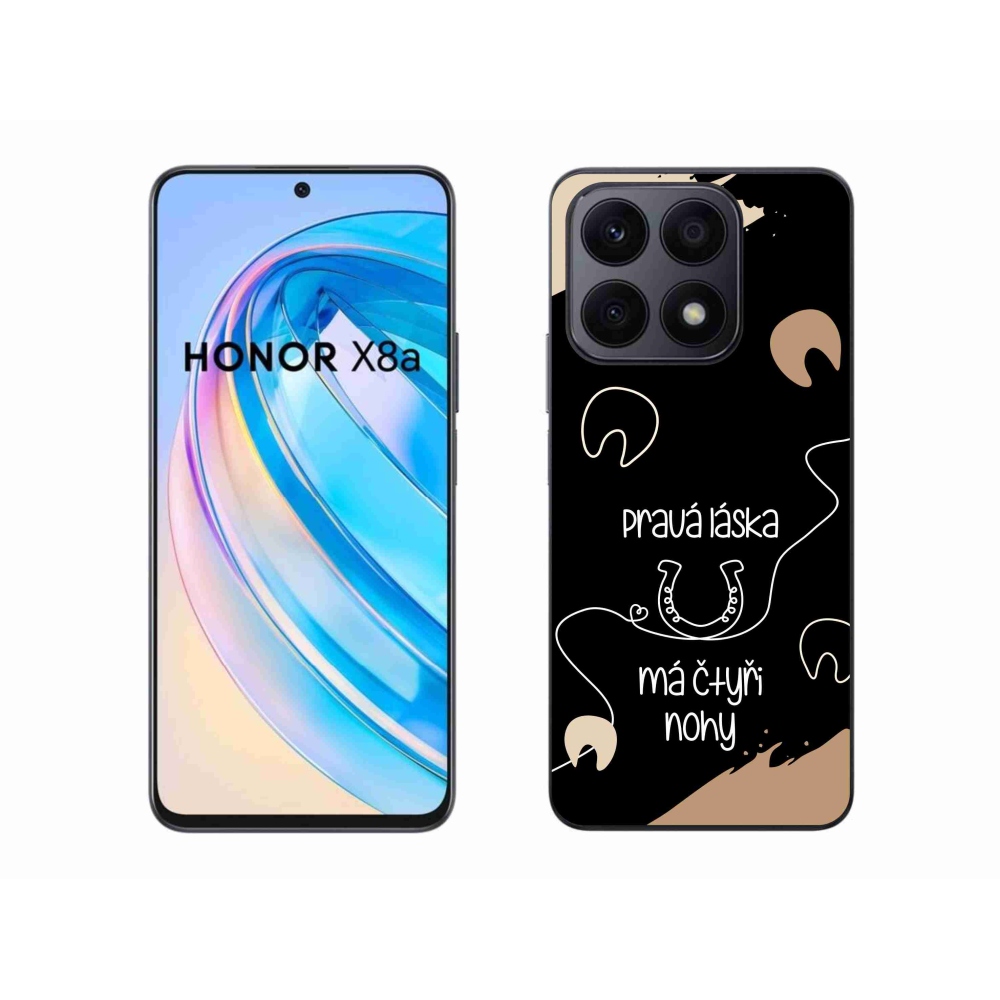 Gelový kryt mmCase na Honor X8a - koňský motiv černé pozadí