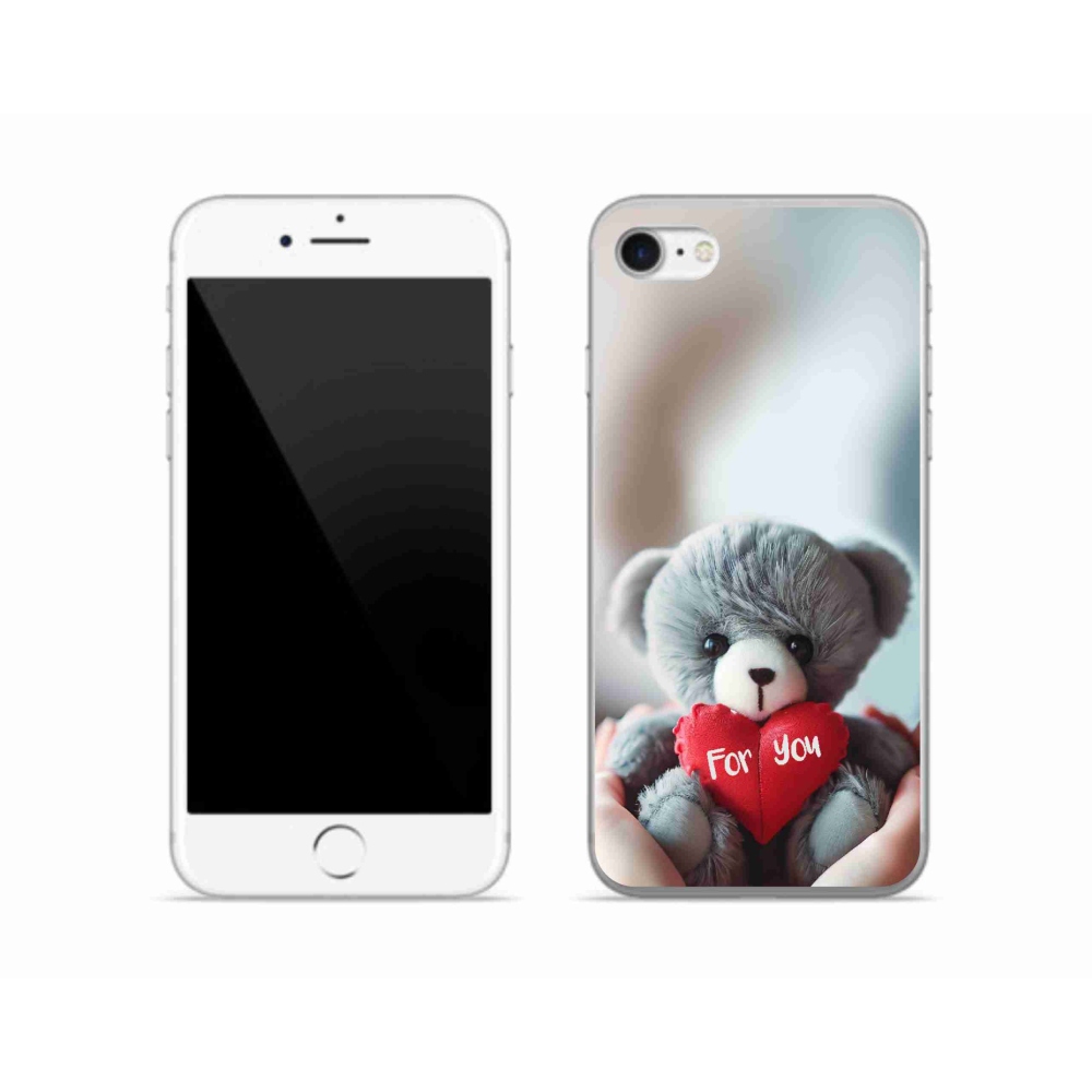 Gelový kryt mmCase na iPhone SE (2022) - medvídek pro zamilované