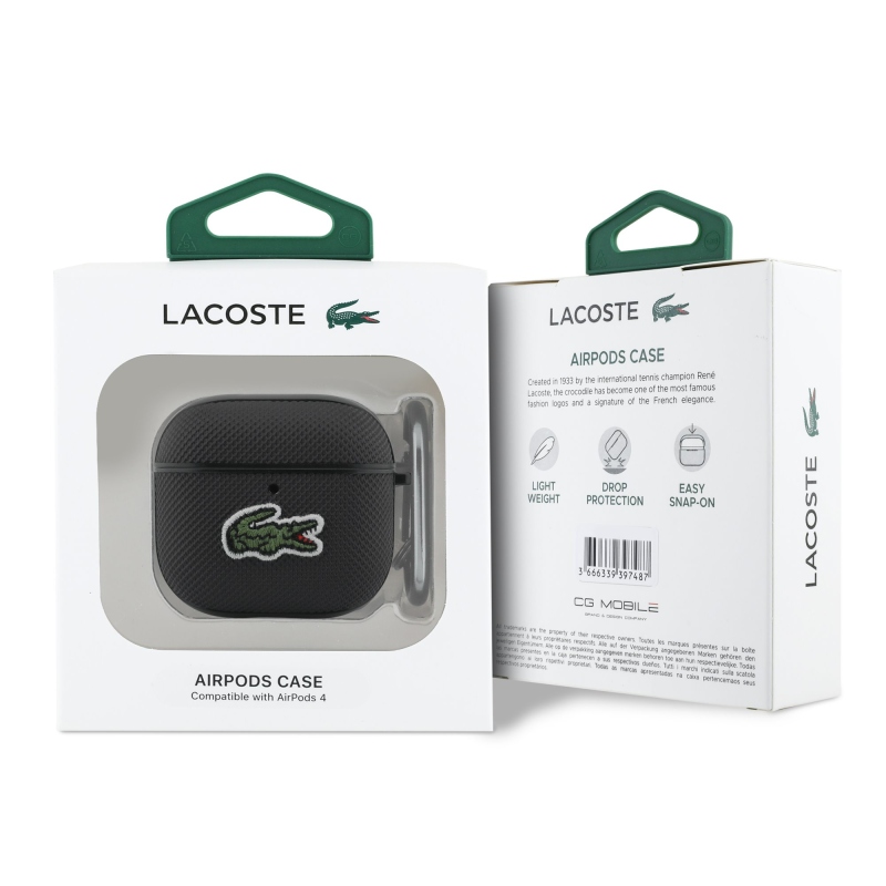 Lacoste Petit Pique Croc Logo Patch Pouzdro pro AirPods 4 Black